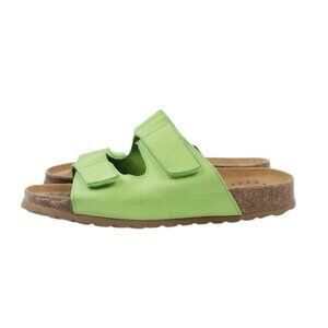 Sanosan Men's Lime Green Aston Sano Flor Leather Slip-On Slide Sandal Size 8